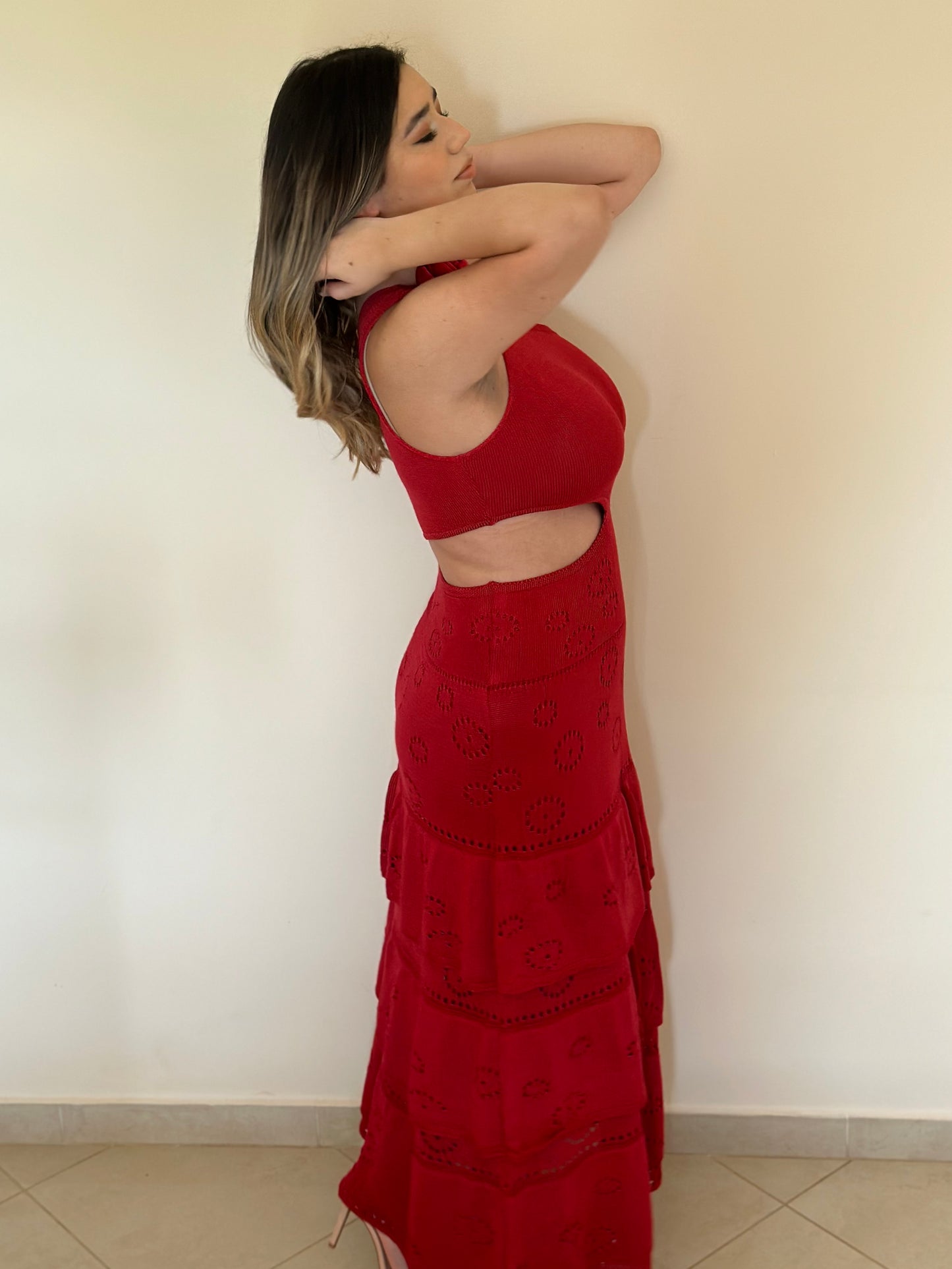 Vestido tricô vermelho