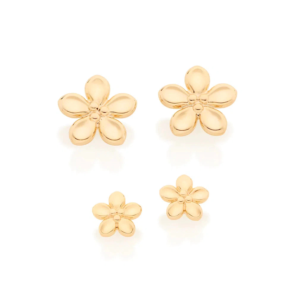 Par de brincos flor folheado a ouro 18k