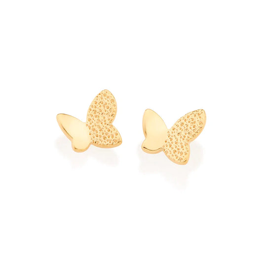 Par de brincos borboleta folheado a ouro 18k