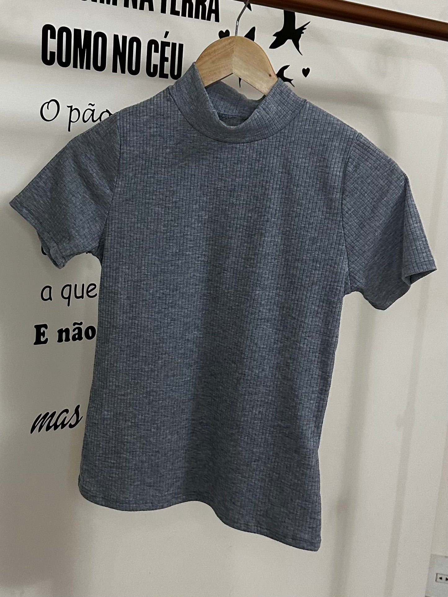 Camiseta em canelado com manga