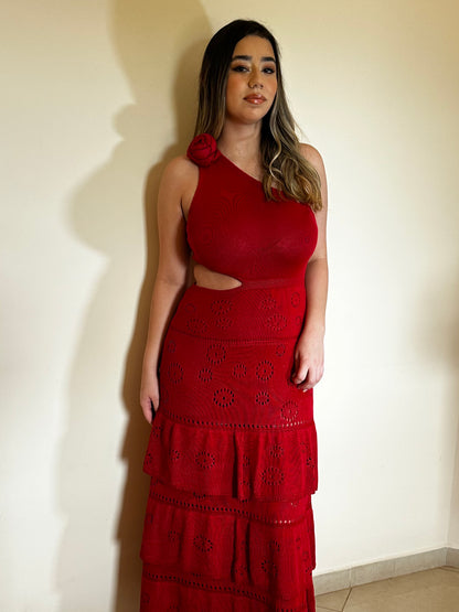 Vestido tricô vermelho