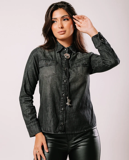 CAMISA JEANS BLACK FEMININA