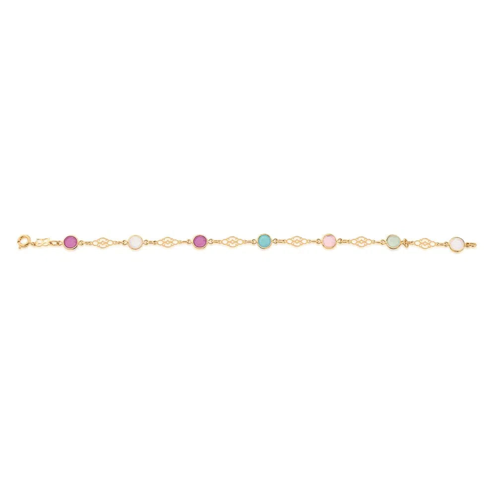 Pulseira folheada a ouro 18k com pedras colorful