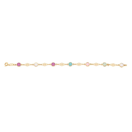 Pulseira folheada a ouro 18k com pedras colorful